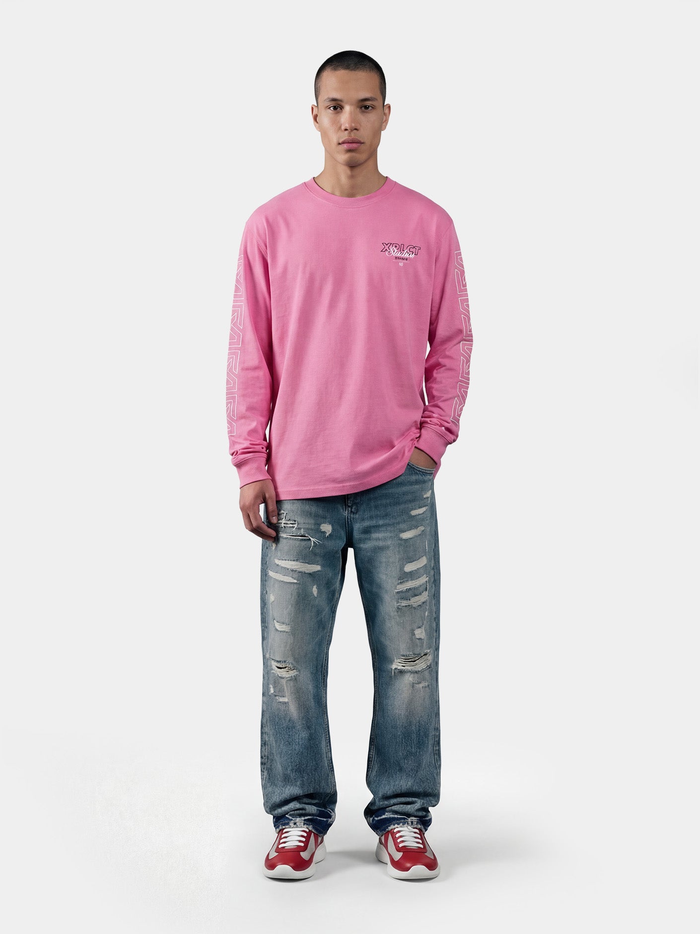 Destiny Longsleeve | Pink/White – XPLCT STUDIOS