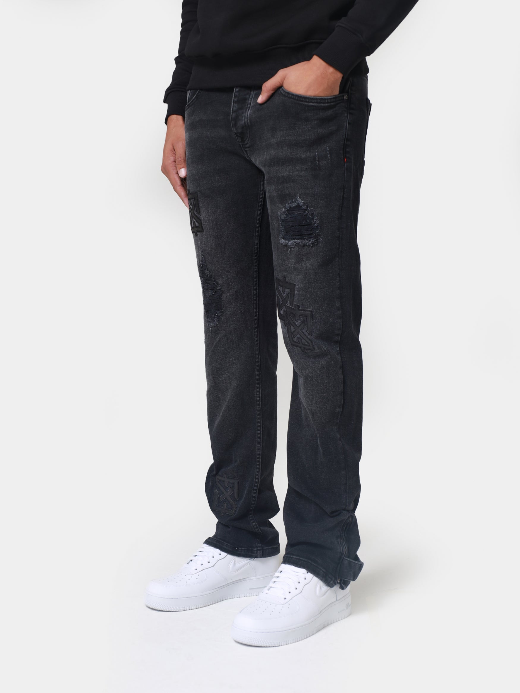 Patch Jeans | dark grey