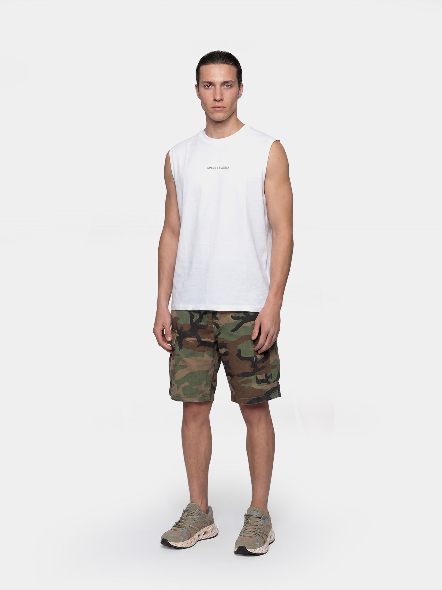 Hybrid sleeveless tee | Off white
